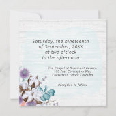 Südlandwolle Bolzen Botanisches Rustikales Holz Einladung (Rückseite)