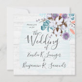 Südlandwolle Bolzen Botanisches Rustikales Holz Einladung (Vorderseite)