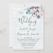 Südlandwolle Bolzen Botanisches Rustikales Holz Einladung (Vorderseite)