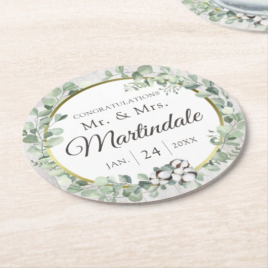 Südlandwolle Bolzen Botanisches Rustikales Holz Runder Pappuntersetzer (Angewinkelt)