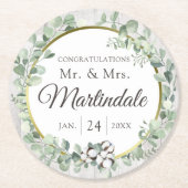 Südlandwolle Bolzen Botanisches Rustikales Holz Runder Pappuntersetzer (Vorderseite)