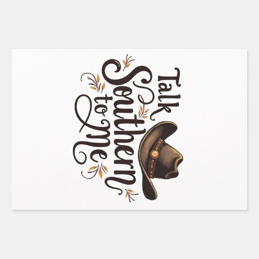 Südlich mit mir reden Funny Cowboy Hat Western Geschenkpapier Set (Vorderseite)