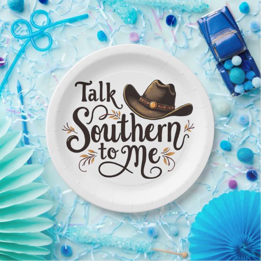 Südlich mit mir reden Funny Cowboy Hat Western Pappteller (Party)