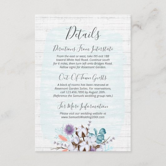 Südliche Baumwolle - Blumenzwiebeldetails / Richtu Begleitkarte (Vorderseite)