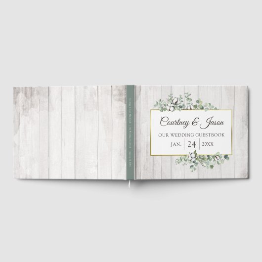 Südliche Baumwolle Boll Rustic Wood Wedding Gästebuch (Voll)