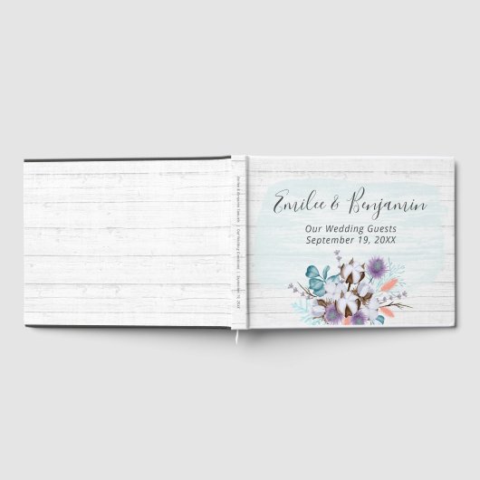Südliche Baumwolle Boll Rustic Wood Wedding Gästebuch (Voll)