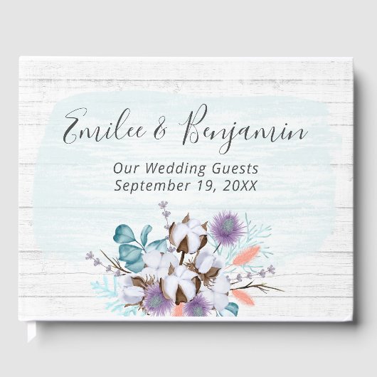 Südliche Baumwolle Boll Rustic Wood Wedding Gästebuch (Vorderseite)