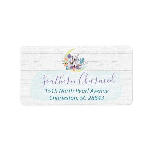 Südliche Baumwollmonde und Rustikale Holzadresse Adressaufkleber (Vorne)