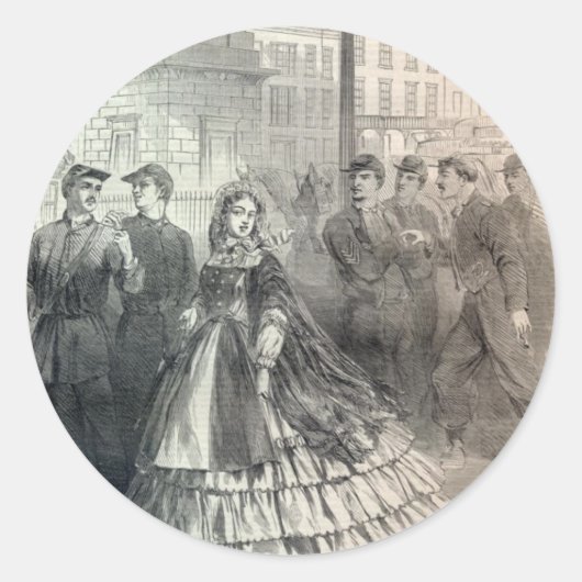 Südliche Belle, 1861 Runder Aufkleber (Vorderseite)