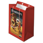 Südliche britische Eisenbahn-Familie auf Strand Mittlere Geschenktüte (Rückseite Schrägansicht)