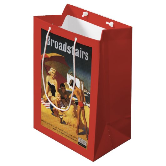 Südliche britische Eisenbahn-Familie auf Strand Mittlere Geschenktüte (Vorderseite Schrägansicht)