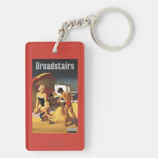 Südliche britische Eisenbahn-Familie auf Strand Schlüsselanhänger (Rückseite)