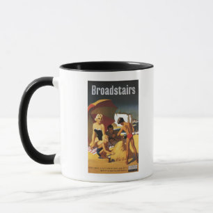 Südliche britische Eisenbahn-Familie auf Strand Tasse