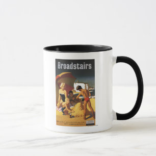 Südliche britische Eisenbahn-Familie auf Strand Tasse