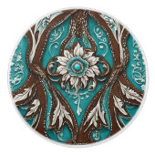 Südliche Cowgirl Brown Türkis Western Country Keramikknauf (Vorderseite)