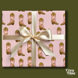 Südliche Cowgirl Stiefel Rosa Geburtstag Geschenkpapier