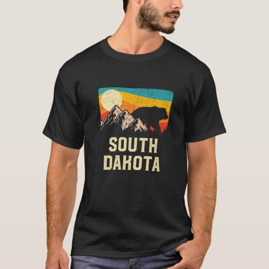 Südliche Dakota Natur Wilder Bär Retro T-Shirt (Vorderseite)