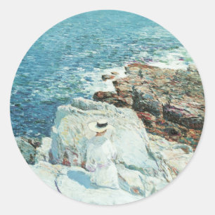 Südliche Felsen, Appledore von Frederick Childe Ha Runder Aufkleber