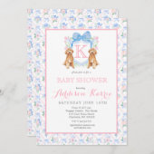 Südliche Hunde Monogram Wappen Kinderdusche Einlad Einladung (Vorne/Hinten)