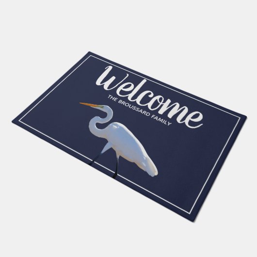 Südliche Küstenvogel-weißer Reiher | Fußmatte (Schrägansicht)