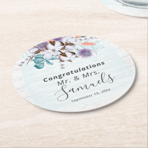 Südliche Land Baumwollkapsel Botanisch Rustikal Ho Runder Pappuntersetzer