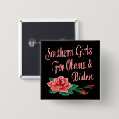 Südliche Mädchen für Obama Biden Button (Vorne & Hinten)