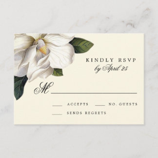Südliche Magnolie Botanische Hochzeits-RSVP-Karte RSVP Karte