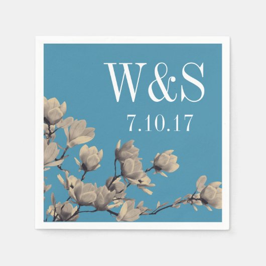 Südliche Magnolien & Blaufzeit Serviette (Vorderseite)