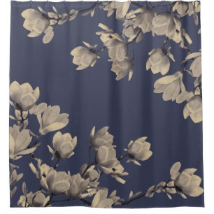 Südliche Magnolien u. Mitternachtsblau Duschvorhang