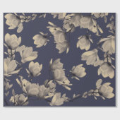 Südliche Magnolien u. Mitternachtsblau Geschenkpapier (Flach)