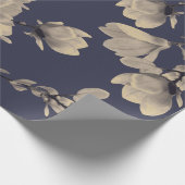 Südliche Magnolien u. Mitternachtsblau Geschenkpapier (Ecke)