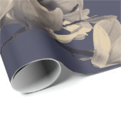 Südliche Magnolien u. Mitternachtsblau Geschenkpapier (Rolleneckpunkt)