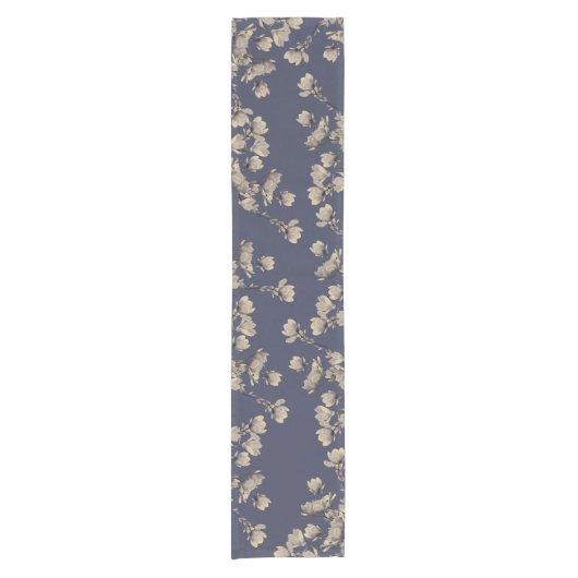 Südliche Magnolien u. Mitternachtsblau Kurzer Tischläufer (Vorderseite)