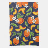 Südliche Pfirsiche und Pfirsichblüten Geschirrtuch (Vertikal)