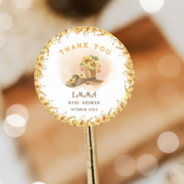 Südliche Rodeo Neutral Cowboy Rustikale Babydusche Runder Aufkleber