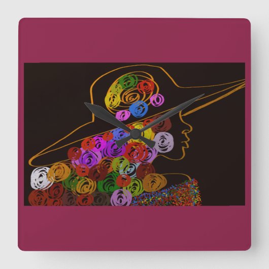 Südliche Schönheitsrose Quadratische Wanduhr (Vorderseite)