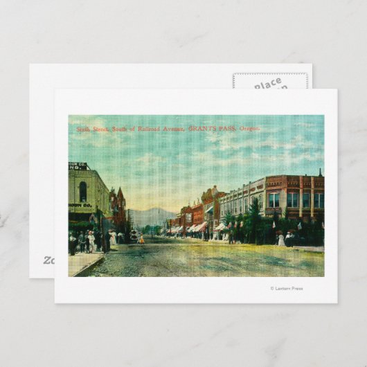 Südliche Sicht auf die 6. Straße von der Eisenbahn Postkarte (Vorne/Hinten)