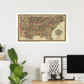 Südliche Staaten Bahnplan 1864 Poster (Heimbüro)