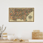 Südliche Staaten Bahnplan 1864 Poster (Küche)