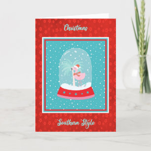Südliche Weihnachtskarte mit Flamingo Feiertagskarte