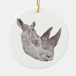 Südliche weißes Nashorn-runde Weihnachtsverzierung Keramikornament