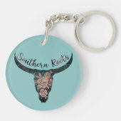 Südliche Wurzeln Land Longhorn Rosa & Grün Schlüsselanhänger (Rückseite)