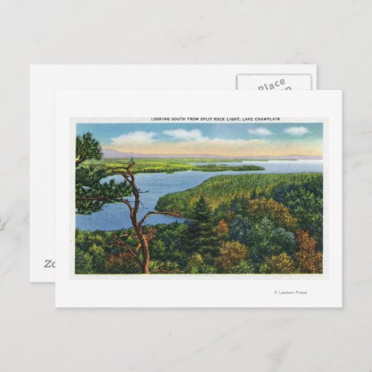Südlicher Blick auf den See von Split Rock Light Postkarte (Vorne/Hinten)