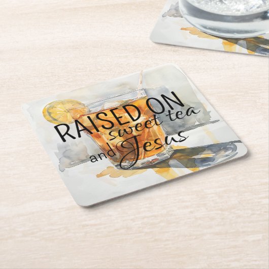 Südlicher Komfort: Aufgewachsen auf süßen Tee und  Rechteckiger Pappuntersetzer (angewinkelt)