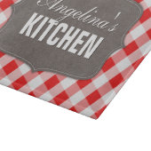 Südlicher roter Gingham-rustikales Schneidebrett (Ecke)