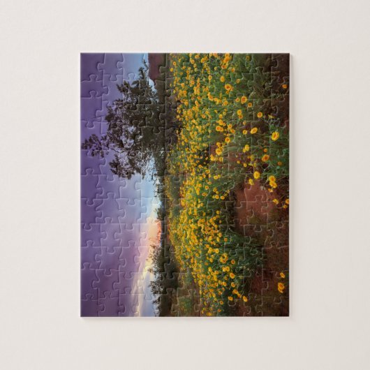 Südlicher Utah-Wüsten-Wildblumen-Sonnenuntergang Puzzle (Vertikal)