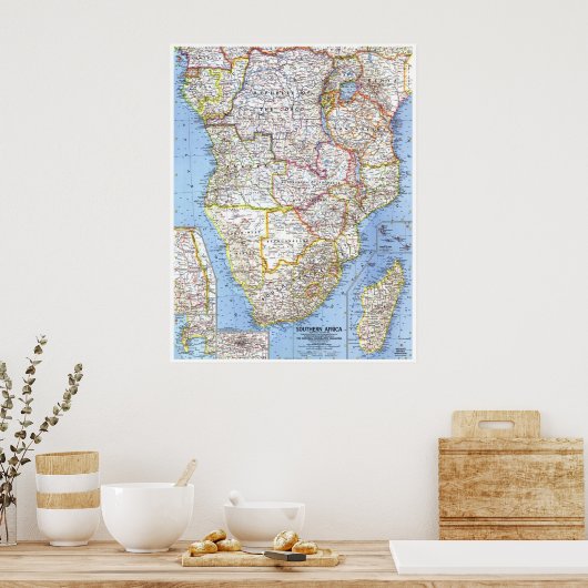 " Südliches Afrika: 1962 Detaillierte Karte ... Poster (Küche)