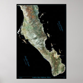 Südliches Baja California, Mexiko Satellitenposter Poster