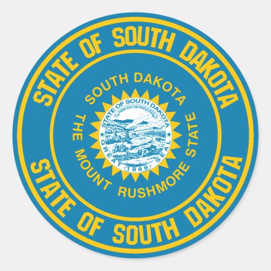 Südliches Dakota-RundEmblem Runder Aufkleber (Vorderseite)