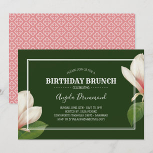 Südliches Magnolien Geburtstag Brunch Grün Einladung